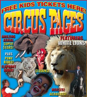 This circus poster is from a circus that uses the Backyard Pro® High Performance Trampoline for its professional trampoline act featuring several professional acrobats and aerialists. The poster shows elephants, lions, tigers, horses, dogs, animal performers and clowns. All are shown against a sky blue background advising to 
